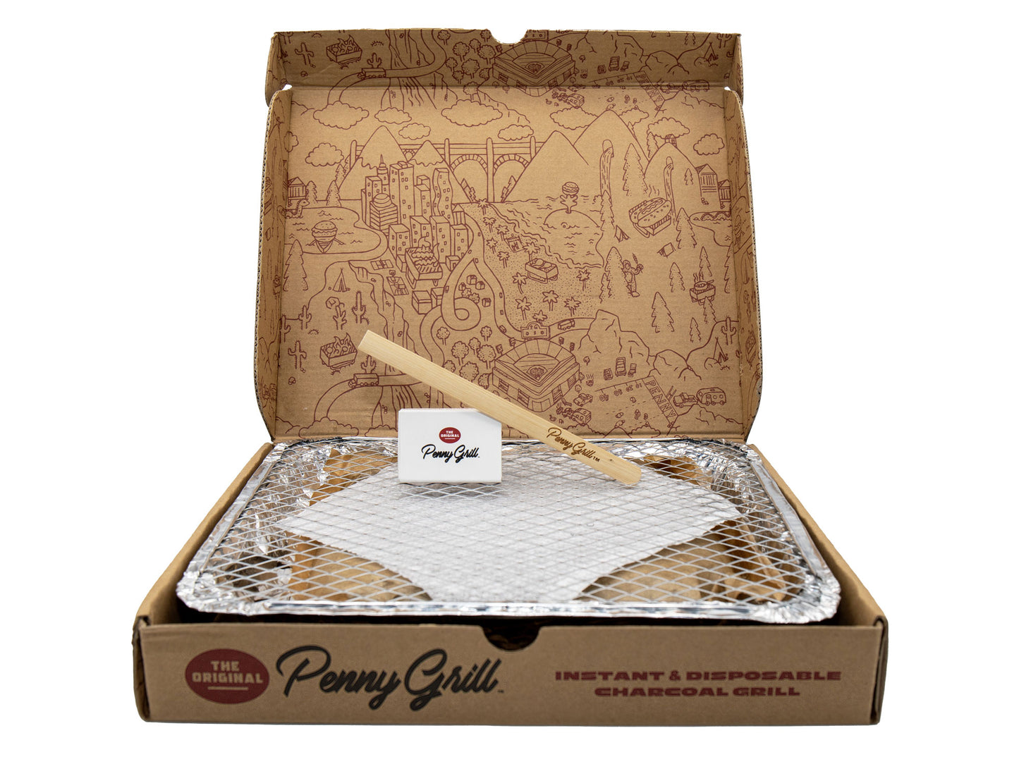 The Original Penny Grill: Disposable Charcoal Grill for Camping, Tailgating, Emergency Preparation & Outdoor Adventures: Hassle-free, Eco-Friendly Grilling experience wherever you go!