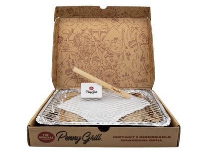The Original Penny Grill: Disposable Charcoal Grill for Camping, Tailgating, Emergency Preparation & Outdoor Adventures: Hassle-free, Eco-Friendly Grilling experience wherever you go!